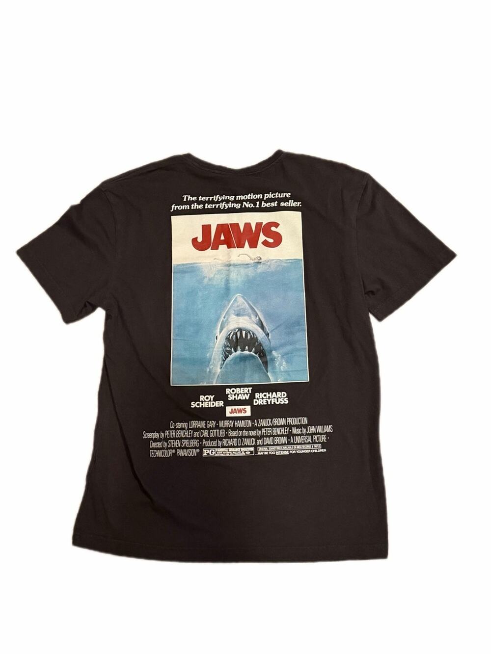 Jaws Movie Poster Graphic Tee In Black Faded Color